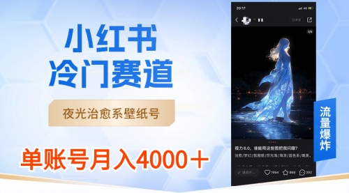 【副业8816期】小红书冷门赛道，夜光治愈系壁纸号，单号月入4000＋-蓝图副业