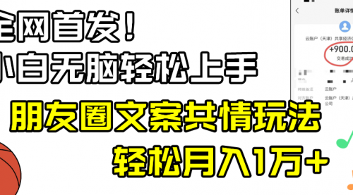 【副业8908期】小白轻松无脑上手，朋友圈共情文案玩法，月入1W+-蓝图副业