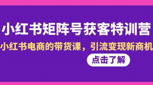 【副业8962期】小红书-矩阵号获客特训营-第10期，小红书电商的带货课，引流变现新商机-蓝图副业
