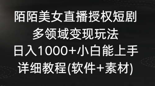 【副业8963期】陌陌美女直播授权短剧，多领域变现玩法，日入1000+-蓝图副业