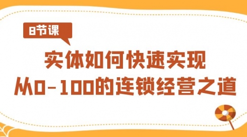 【副业8986期】实体·如何快速实现从0-100的连锁经营之道（8节视频课）-蓝图副业
