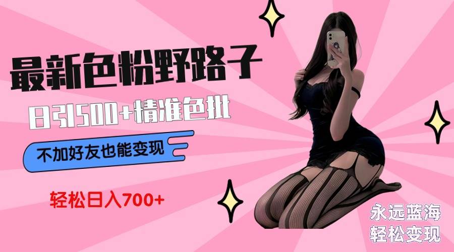 最新色粉变现野路子，日引500+老色批 可不加好友直接变现 小白轻松日入700+-蓝图副业