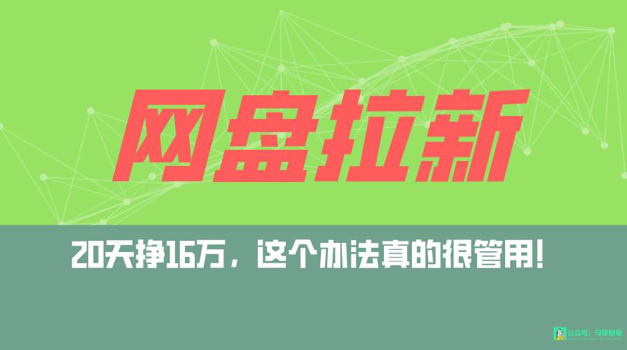 网盘拉新+私域全自动玩法，0粉起号，小白可做，当天见收益，已测单日破5000-蓝图副业