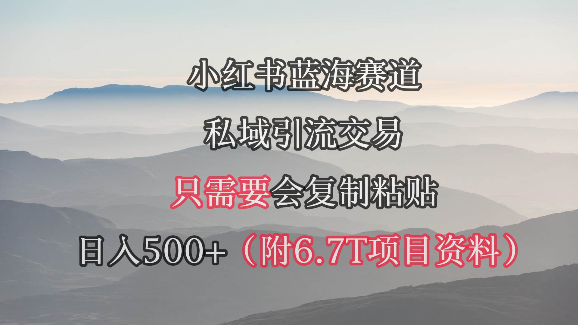 小红书短剧赛道，私域引流交易，会复制粘贴，日入500+（附6.7T短剧资源）-蓝图副业