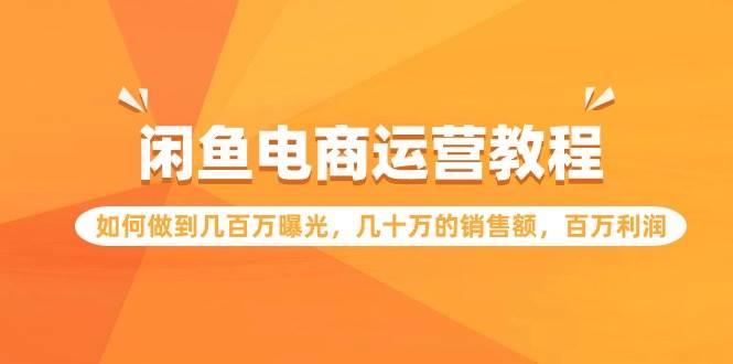闲鱼电商运营教程：如何做到几百万曝光，几十万的销售额，百万利润-蓝图副业