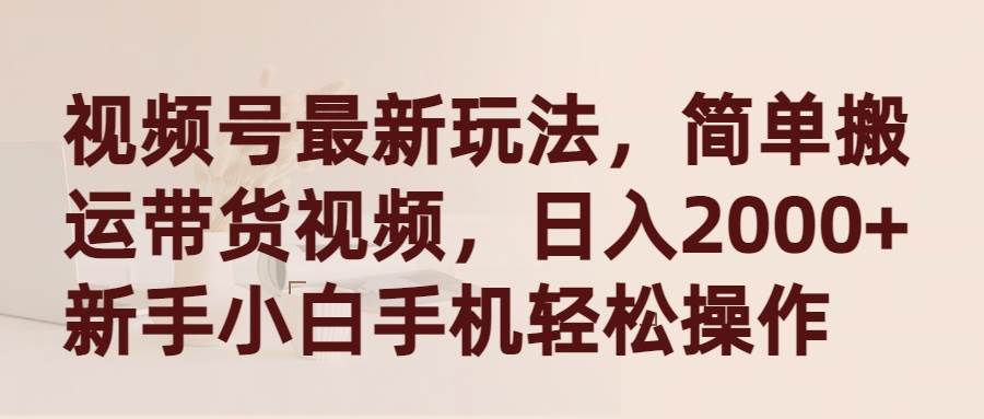 视频号最新玩法，简单搬运带货视频，日入2000+，新手小白手机轻松操作-蓝图副业