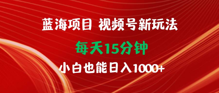 蓝海项目视频号新玩法 每天15分钟 小白也能日入1000+-蓝图副业