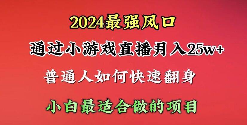 2024年最强风口，通过小游戏直播月入25w+单日收益5000+小白最适合做的项目-蓝图副业