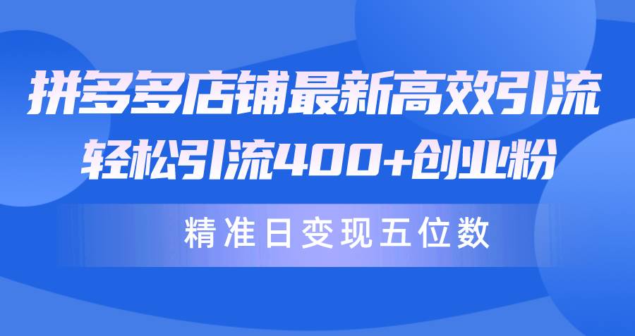 拼多多店铺最新高效引流术，轻松引流400+创业粉，精准日变现五位数！-蓝图副业