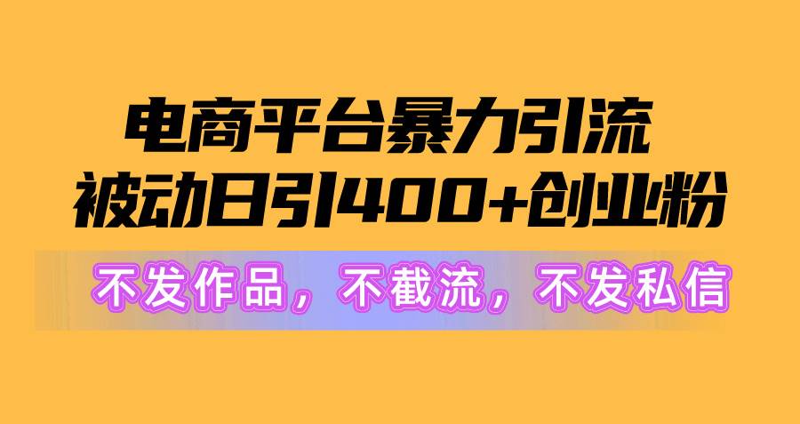 电商平台暴力引流,被动日引400+创业粉不发作品，不截流，不发私信-蓝图副业