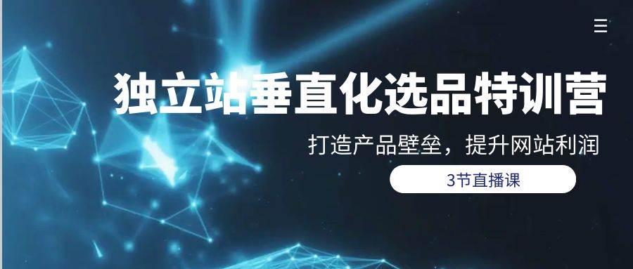 独立站-垂直化选品训练营，打造产品壁垒，提升网站利润（3节直播课）-蓝图副业