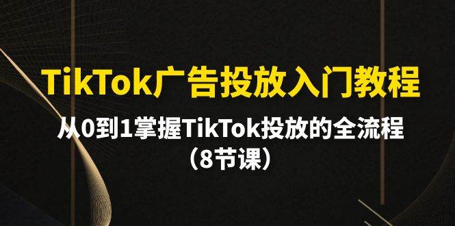 TikTok广告投放入门教程，从0到1掌握TikTok投放的全流程（8节课）-蓝图副业