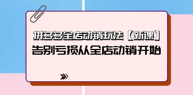 拼多多全店动销玩法【新课】，告别亏损从全店动销开始（4节视频课）-蓝图副业