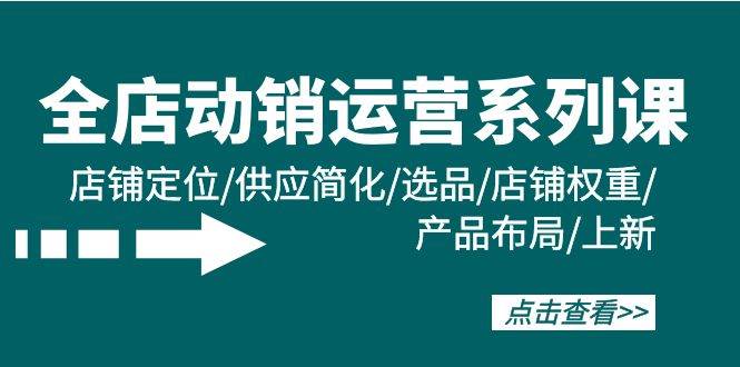 全店·动销运营系列课：店铺定位/供应简化/选品/店铺权重/产品布局/上新-蓝图副业