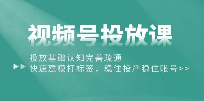 视频号投放课：投放基础认知完善疏通，快速建模打标签，稳住投产稳住账号-蓝图副业