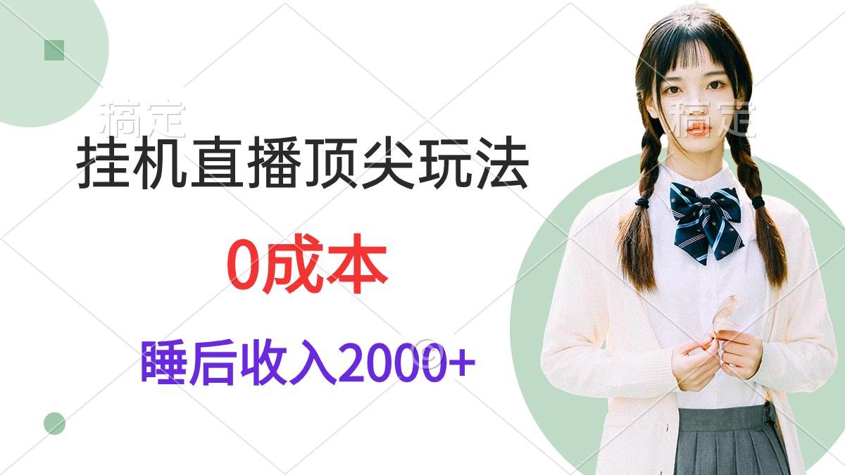 挂机直播顶尖玩法，睡后日收入2000+、0成本，视频教学-蓝图副业
