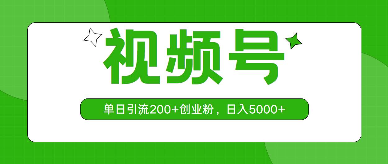 视频号，单日引流200+创业粉，日入5000+-蓝图副业