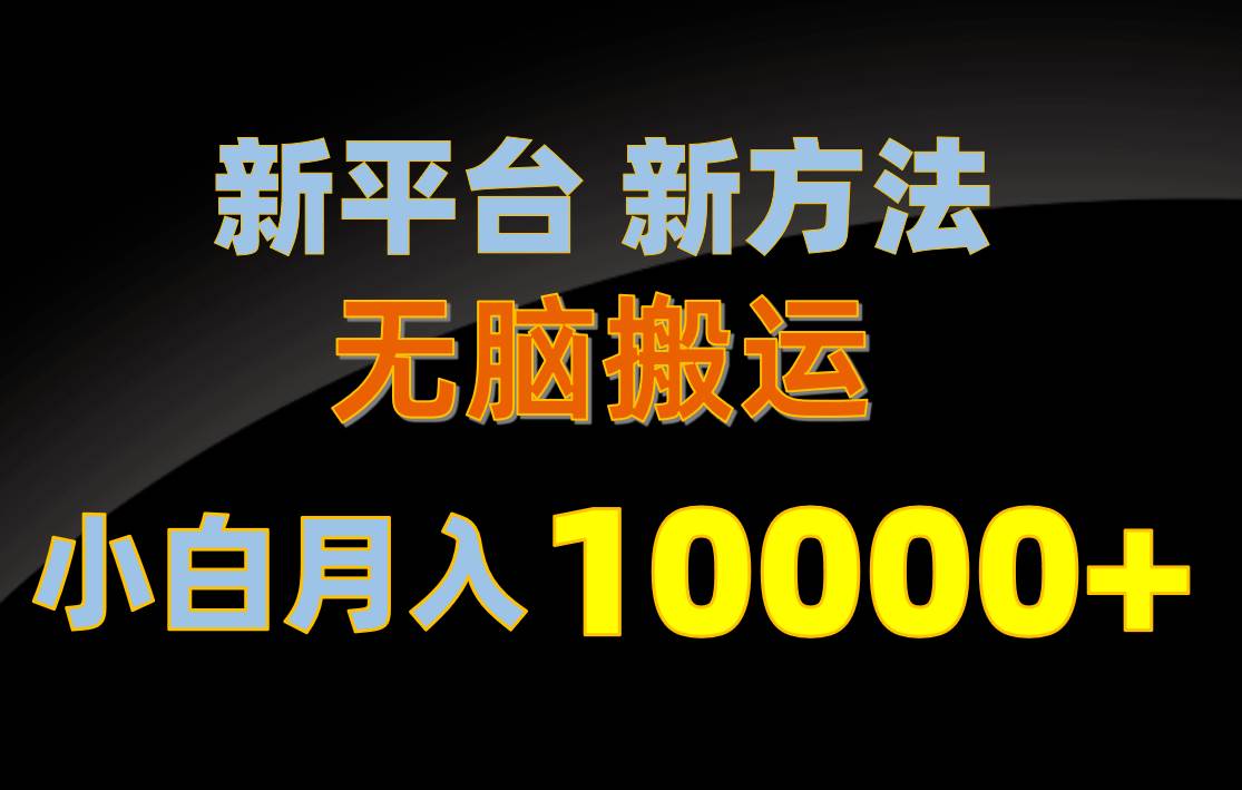 新平台新方法，无脑搬运，月赚10000+，小白轻松上手不动脑-蓝图副业