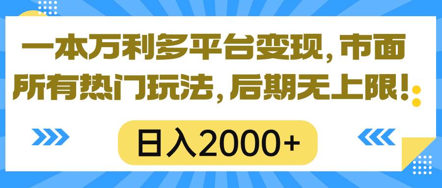 一本万利多平台变现，市面所有热门玩法，日入2000+，后期无上限！-蓝图副业