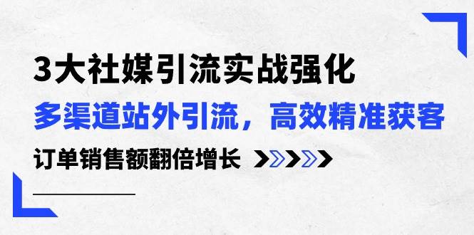 3大社媒引流实操强化，多渠道站外引流/高效精准获客/订单销售额翻倍增长-蓝图副业