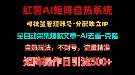 红薯矩阵自热系统，独家不死号引流玩法！矩阵操作日引流500+-蓝图副业