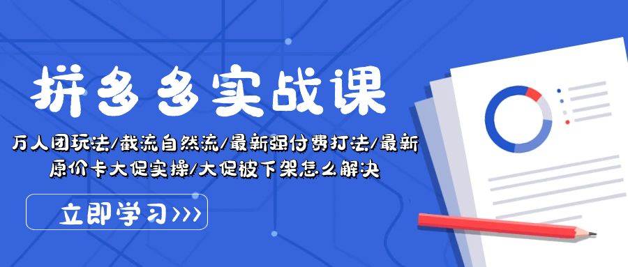 拼多多·实战课：万人团玩法/截流自然流/最新强付费打法/最新原价卡大促..-蓝图副业