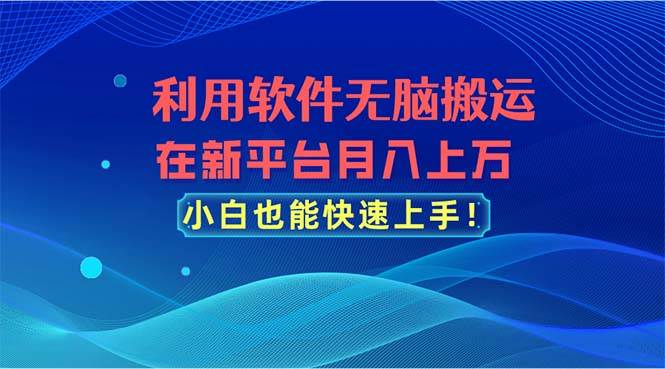 利用软件无脑搬运，在新平台月入上万，小白也能快速上手-蓝图副业