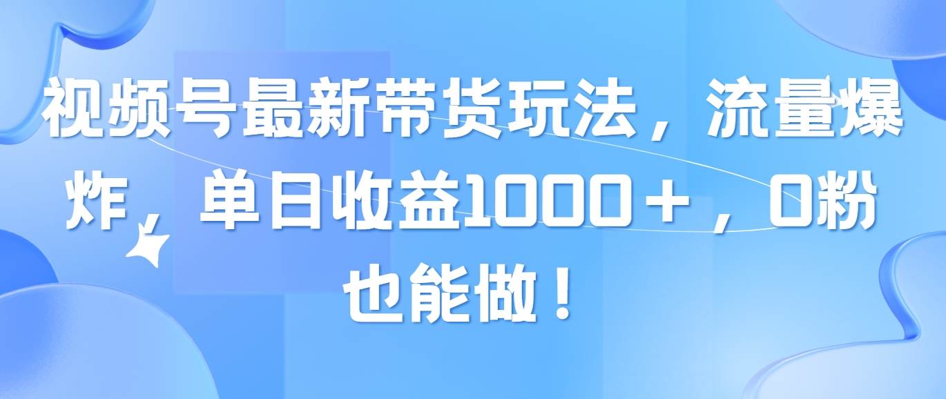 视频号最新带货玩法，流量爆炸，单日收益1000＋，0粉也能做！-蓝图副业