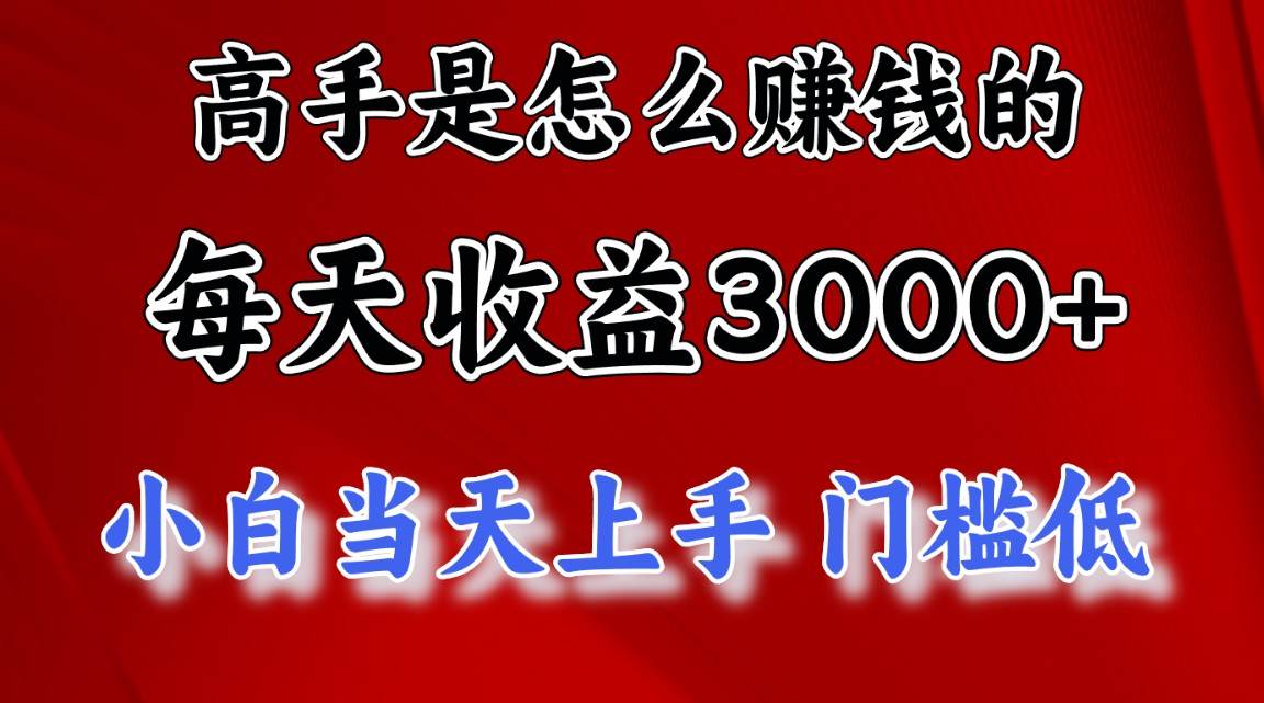 高手是怎么赚钱的，一天收益3000+ 这是穷人逆风翻盘的一个项目，非常…-蓝图副业