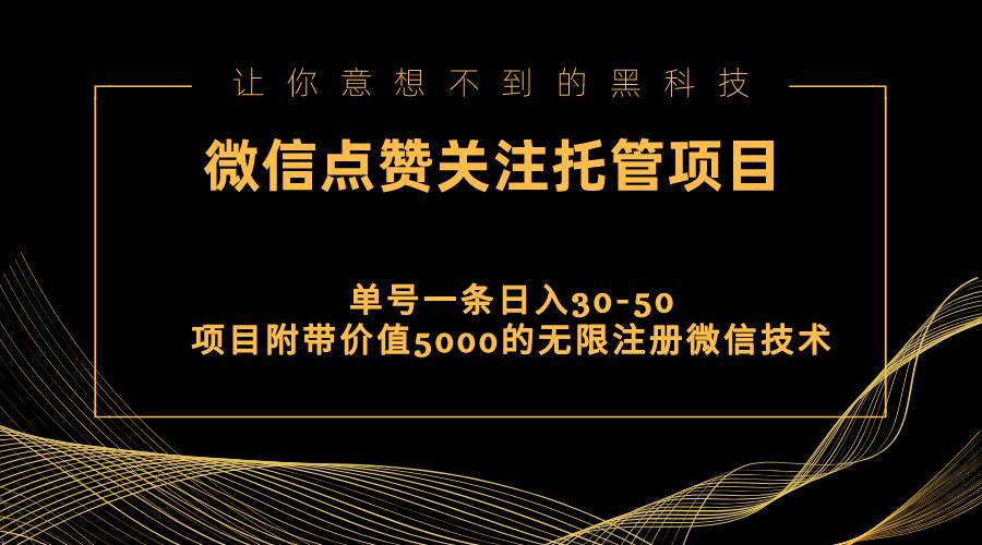 视频号托管点赞关注，单微信30-50元，附带价值5000无限注册微信技术-蓝图副业