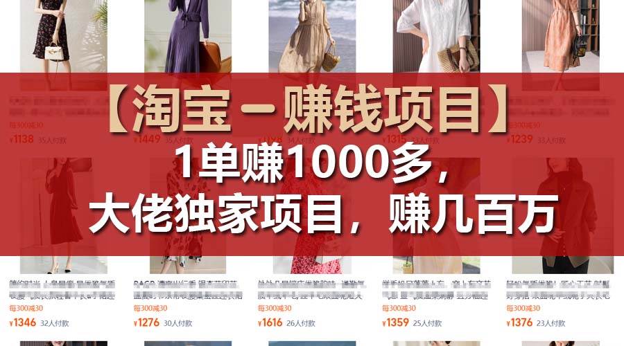 【淘宝赚钱项目】1单可赚1000多，大佬独家项目，年赚几百万-蓝图副业