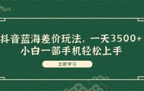 抖音蓝海差价玩法,一天3500+,小白一部手机轻松上手-蓝图副业