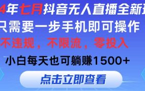 2024年七月抖音无人直播全新玩法,只需一部手机即可操作,小白每天也可...-蓝图副业