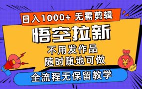 悟空拉新日入1000+无需剪辑当天上手，一部手机随时随地可做，全流程无...-蓝图副业