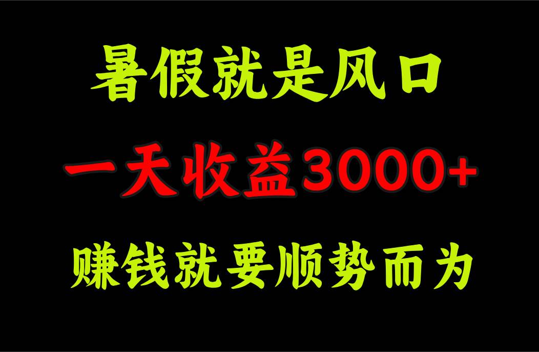 一天收益3000+ 赚钱就是顺势而为，暑假就是风口-蓝图副业