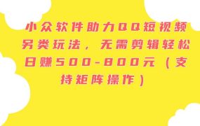 小众软件助力QQ短视频另类玩法，无需剪辑轻松日赚500-800元（支持矩阵...-蓝图副业