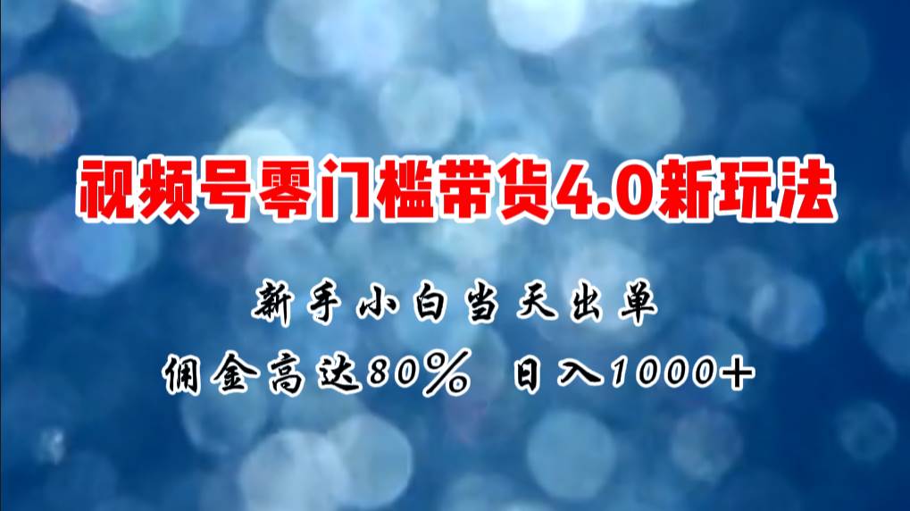 微信视频号零门槛带货4.0新玩法，新手小白当天见收益，日入1000+-蓝图副业