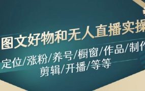 图文好物和无人直播实操:定位/涨粉/养号/橱窗/作品/制作/剪辑/开播/等等-蓝图副业