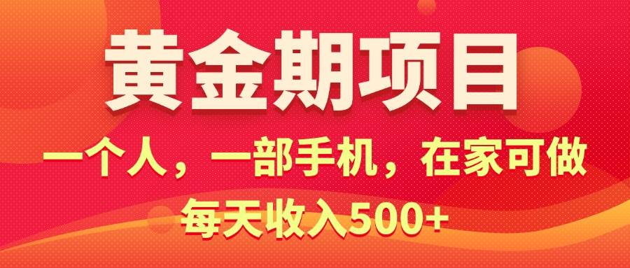 黄金期项目，电商搞钱！一个人，一部手机，在家可做，每天收入500+-蓝图副业