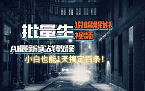 【AI最新实战教程】日入600+,批量生成说唱解说视频,小白也能1天搞定百条-蓝图副业