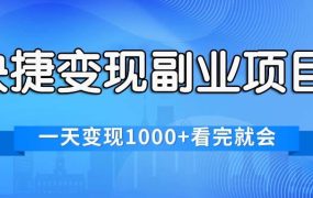 快捷变现的副业项目,一天变现1000+,各平台最火赛道,看完就会-蓝图副业