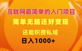 互联网最简单的入门项目:简单无脑变现还能积攒私域一天轻松1000+-蓝图副业