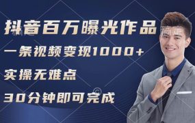 抖音百万浏览日均1000+，变现能力超强，实操无难点-蓝图副业