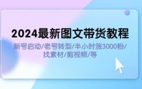 2024最新图文带货教程：新号启动/老号转型/半小时涨3000粉/找素材/剪辑-蓝图副业