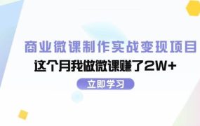 商业微课制作实战变现项目，这个月我做微课赚了2W+-蓝图副业