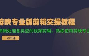 剪映专业版剪辑实操教程:流畅处理各类型的视频剪辑,熟练使用剪映专业版-蓝图副业