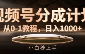 视频号分成计划,从0-1教程,日入1000+-蓝图副业