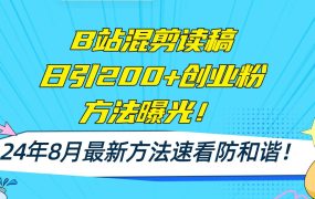 B站混剪读稿日引200+创业粉方法4.0曝光,24年8月最新方法Ai一键操作 速...-蓝图副业