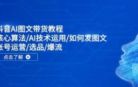 抖音AI图文带货教程：核心算法/AI技术运用/如何发图文/账号运营/选品/爆流-蓝图副业