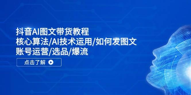 抖音AI图文带货教程：核心算法/AI技术运用/如何发图文/账号运营/选品/爆流-蓝图副业